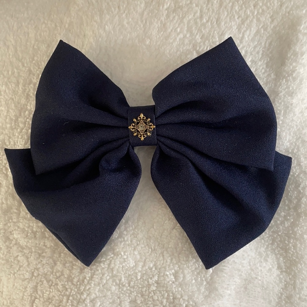 New navy hair bow